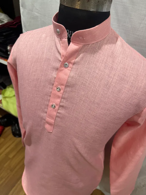 Pink_Textured_Regular_Fit_Kurta_for_Men