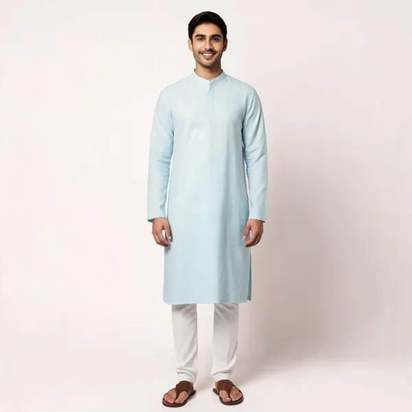 Light_Blue_Linen_Cotton_Straight_Solid_Kurta_For_Men