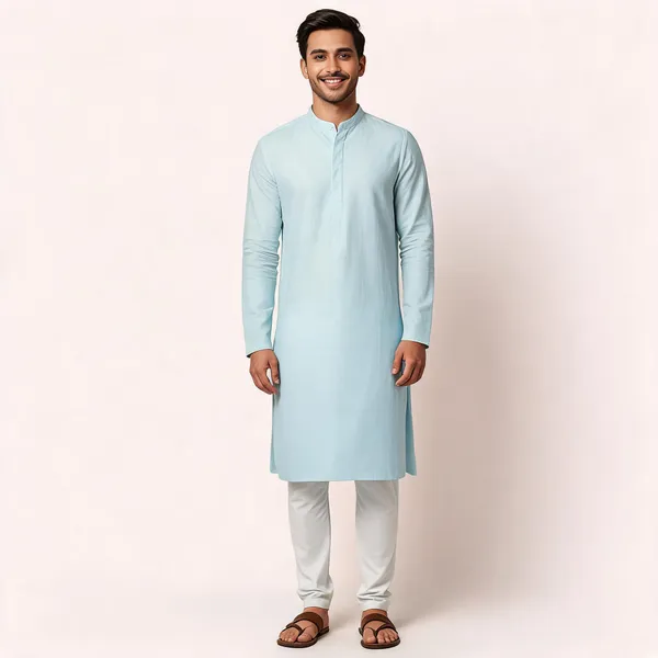 Light_Blue_Linen_Cotton_Straight_Solid_Kurta_For_Men