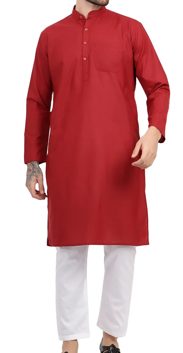 Red_Solid_Straight_Kurta_for_Men
