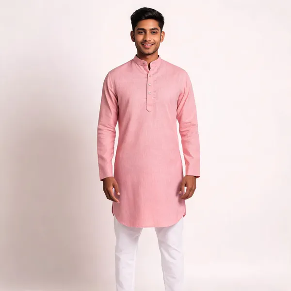 Pink_Linen_Cotton_Regular_Fit_Kurta_For_Men