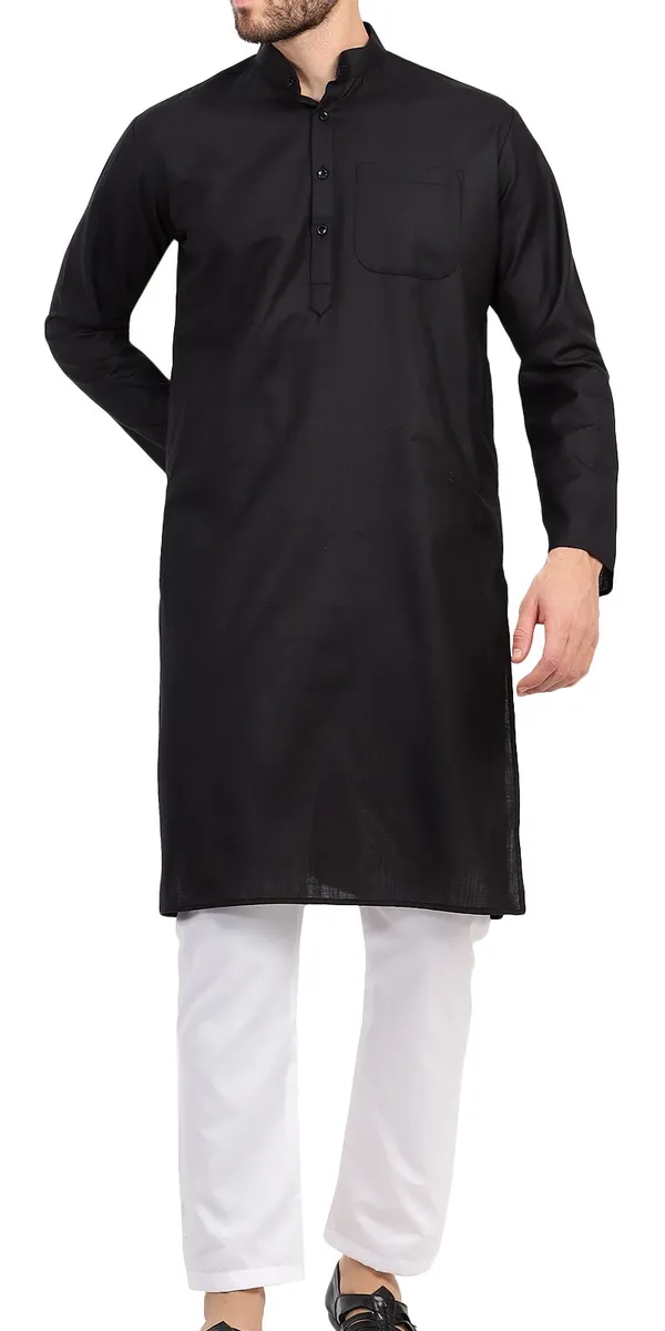 Black_Straight_Fit_Mandarin_Collar_Kurta_for_Men