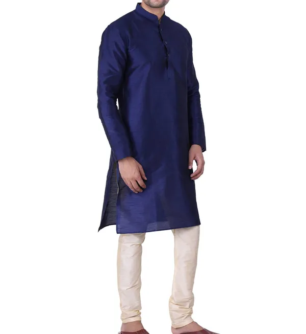 Navy_Blue_Woven_Regular_Fit_Kurta_for_Men