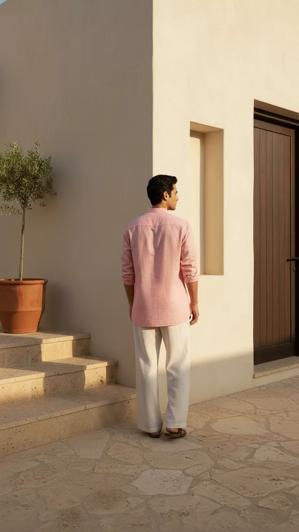 Pink_Linen_Cotton_Regular_Fit_Casual_Shirt_For_Men