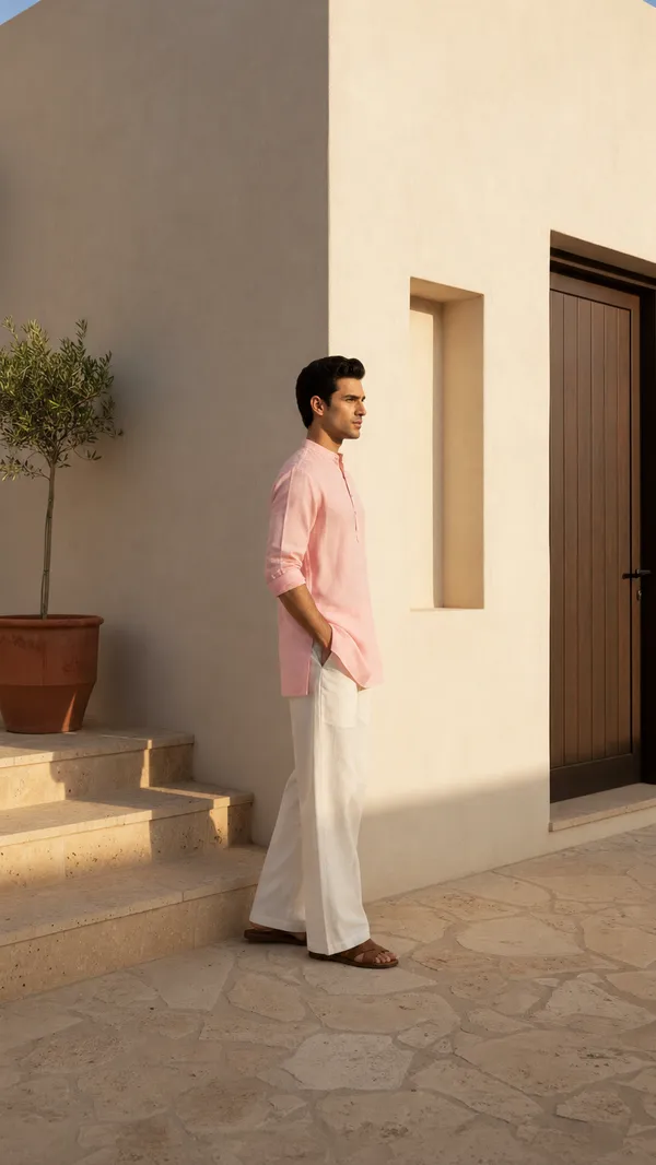 Pink_Linen_Cotton_Regular_Fit_Casual_Shirt_For_Men