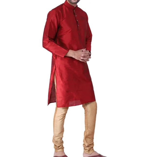 Red_Silk_Straight_Kurta_for_Men