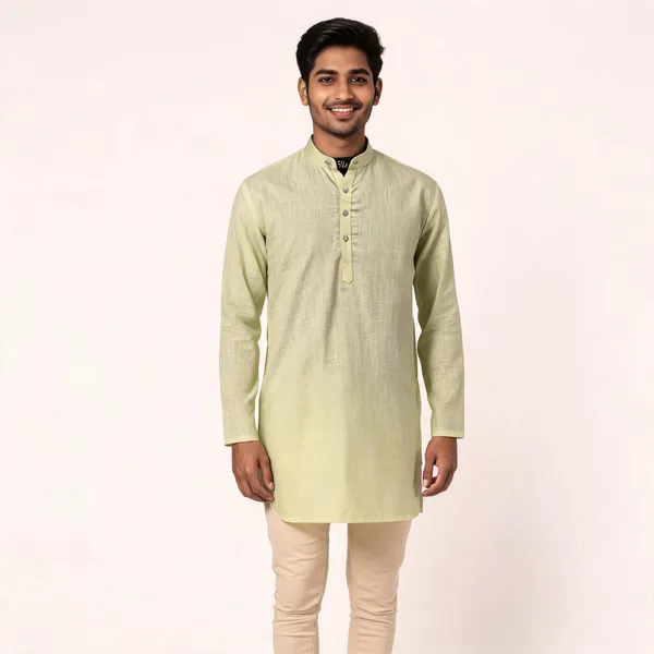 Light_Green_Linen_Cotton_Regular_Fit_Kurta_For_Men