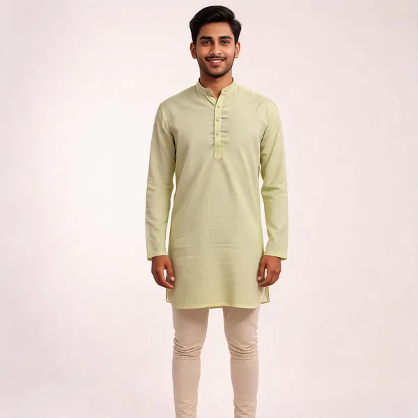 Light_Green_Linen_Cotton_Regular_Fit_Kurta_For_Men