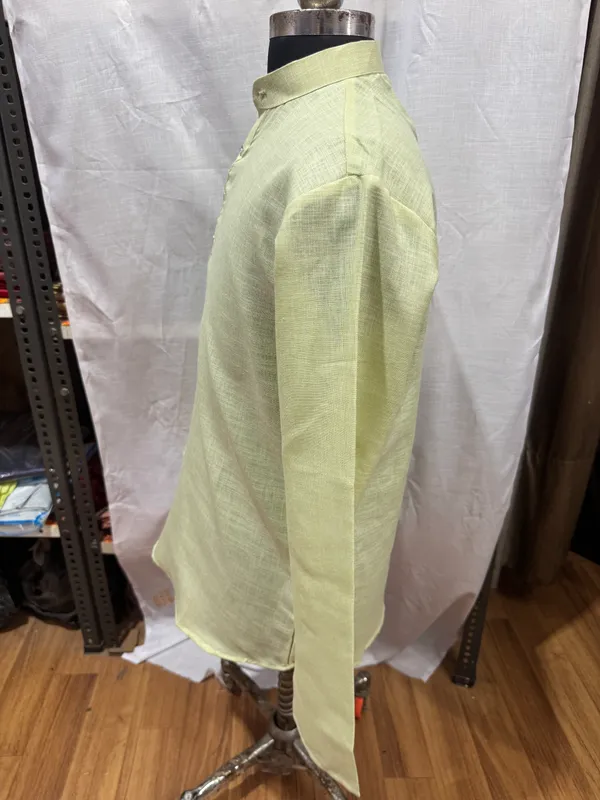 Light_Green_Linen-Textured_Regular_Fit_Kurta_for_Men