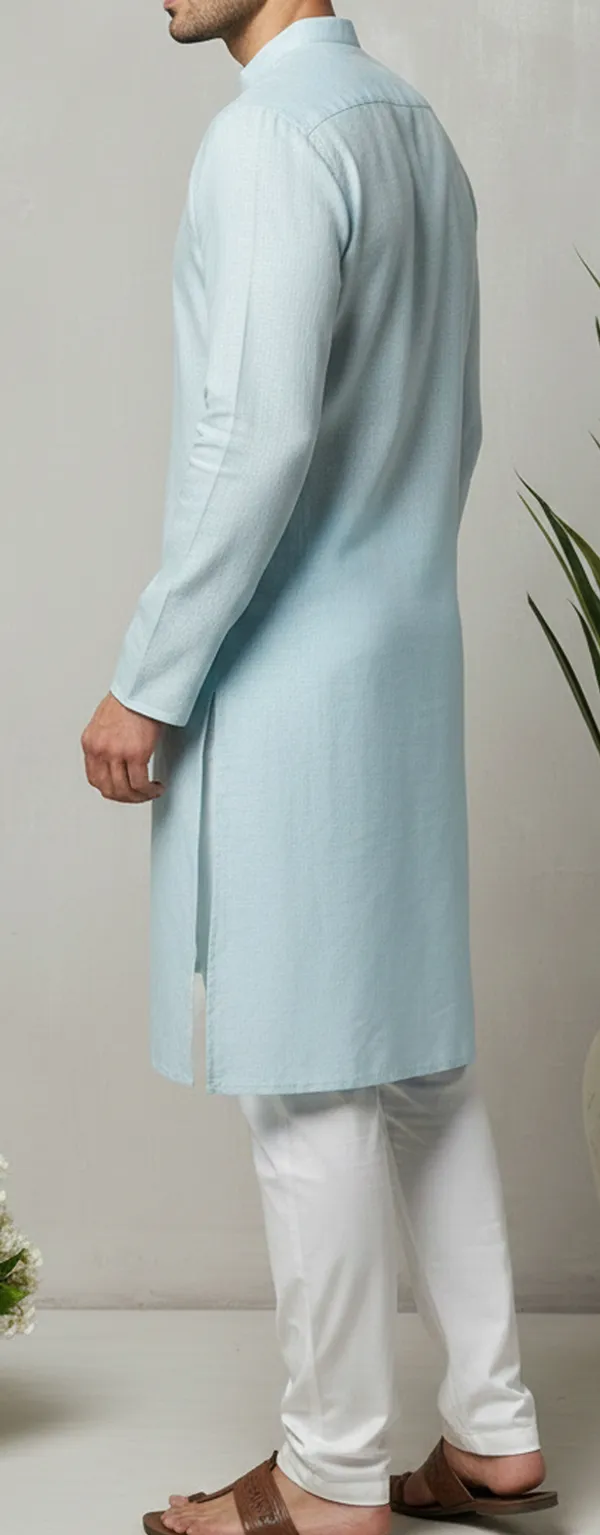 Light_Blue_Cotton_Straight_Kurta_For_Men