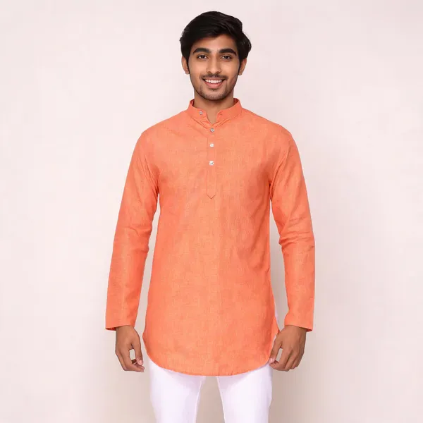 Orange_Linen_Cotton_Regular_Fit_Kurta_For_Men