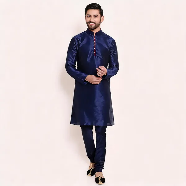 Navy_Blue_Art_Silk_Straight_Kurta_Pajama_Set_For_Men