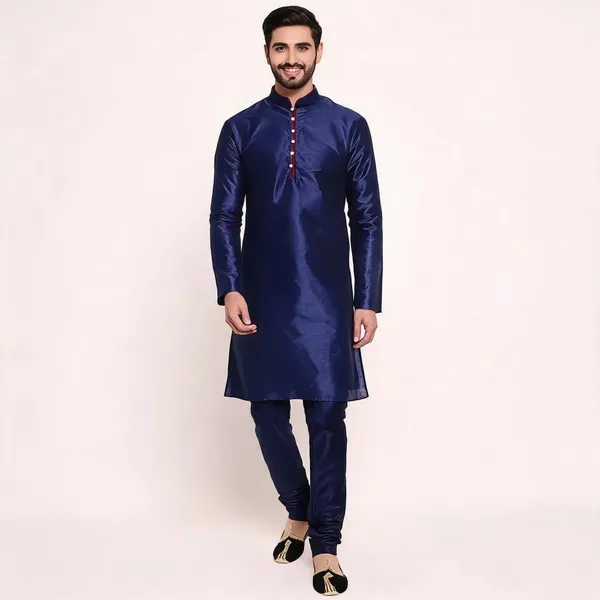 Navy_Blue_Art_Silk_Straight_Kurta_Pajama_Set_For_Men
