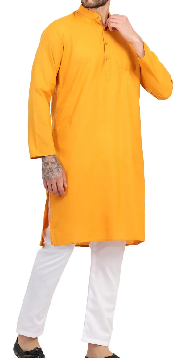 Orange_Solid_Straight_Kurta_for_Men