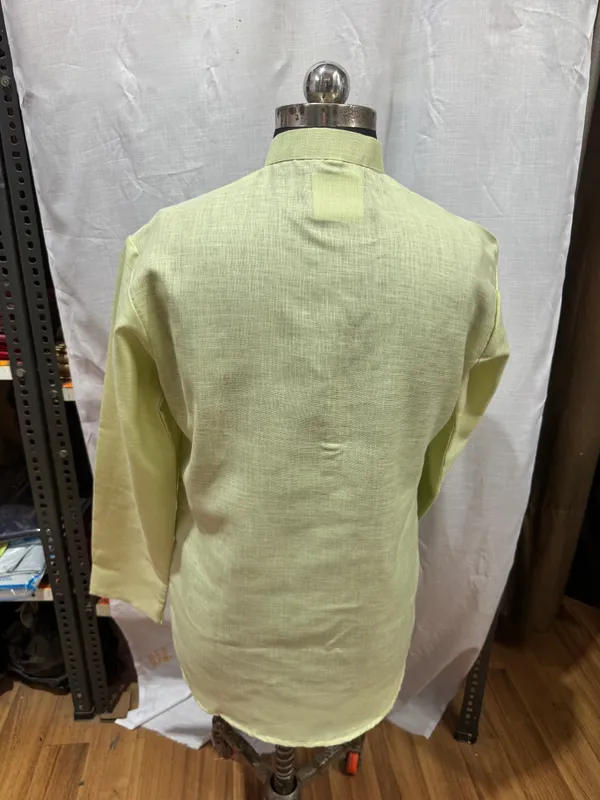 Light_Green_Linen-Textured_Regular_Fit_Kurta_for_Men