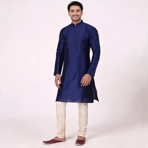 Navy_Blue_Art_Silk_Regular_Fit_Kurta_For_Men