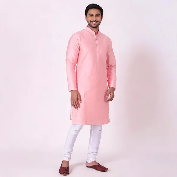 Pink_Maroon_Art_Silk_Straight_Kurta_For_Men