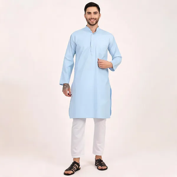 Light_Blue_Cotton_Straight_Kurta_Set_For_Men