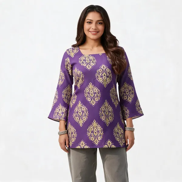 Purple_Cotton_Flared_Printed_Kurti_For_Women