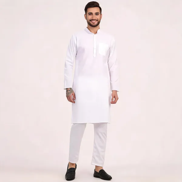 White_Cotton_Straight_Kurta_Pajama_Set_For_Men