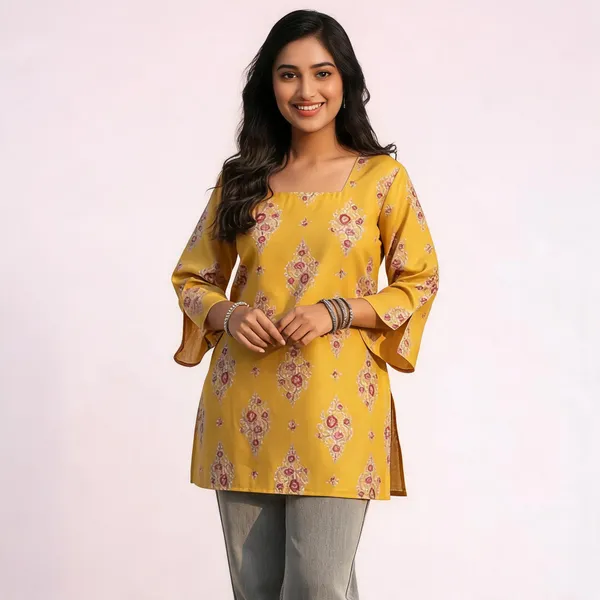 Yellow_Cotton_Straight_Printed_Kurti_For_Women
