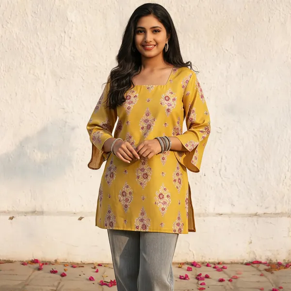 Yellow_Cotton_Straight_Printed_Kurti_For_Women