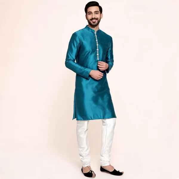 Blue_Art_Silk_Regular_Fit_Kurta_For_Men
