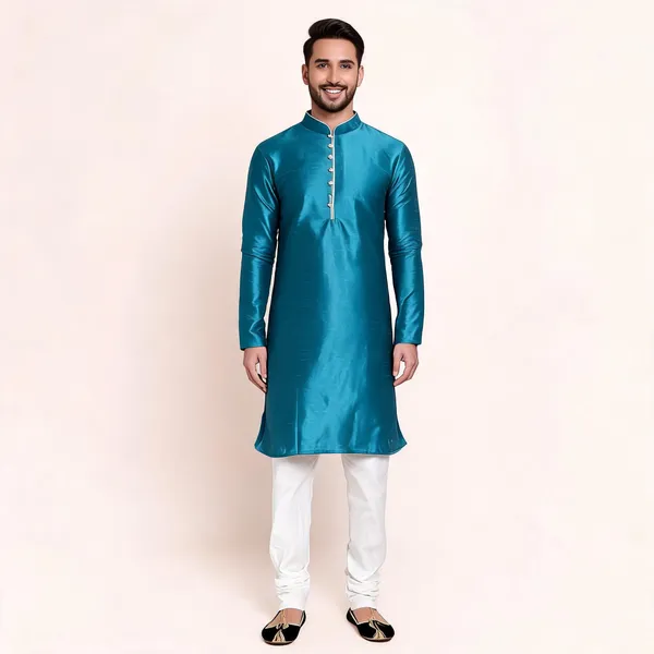 Blue_Art_Silk_Regular_Fit_Kurta_For_Men