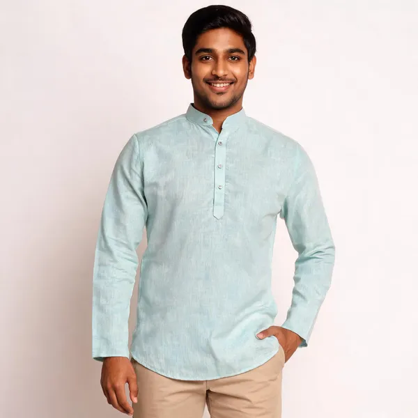 Mint_Green_Linen_Cotton_Regular_Fit_Casual_Shirt_For_Men