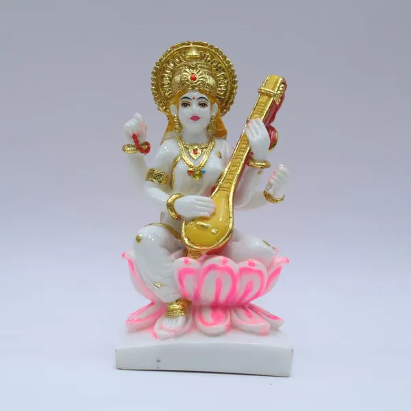 Gold_Plated_Saraswati_Mata_Idol_Murti_Cultured_Marble_Stone_For_Home_Temple_Mandir_Ghr_Pooja_Saraswati_Statue_Office_Gift_Statue_7_Inch_Standard_Size