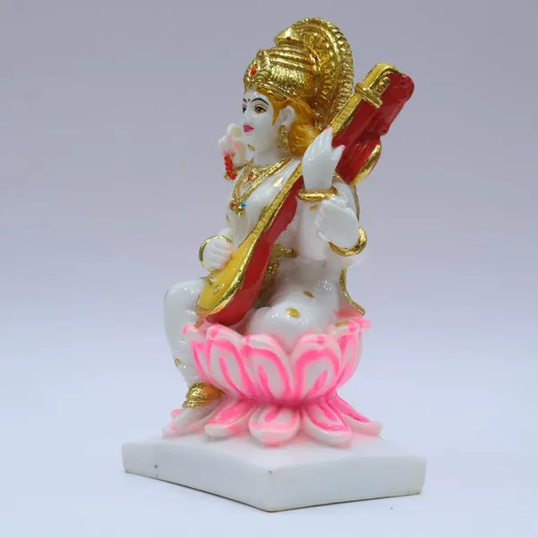 Gold_Plated_Saraswati_Mata_Idol_Murti_Cultured_Marble_Stone_For_Home_Temple_Mandir_Ghr_Pooja_Saraswati_Statue_Office_Gift_Statue_7_Inch_Standard_Size