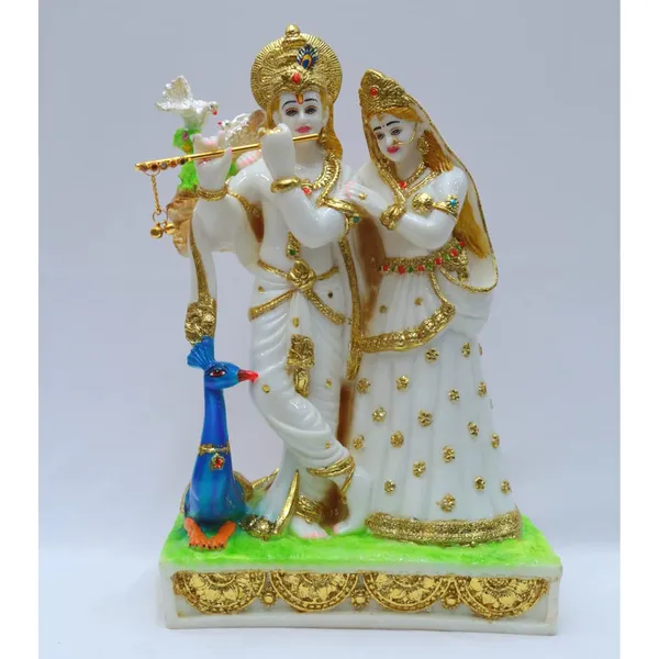Gold_Plated_Radha_Krishna_Idol_Marble_Dust_Murti_Statue_With_Peacock_For_Home_Puja_Ghar_Gift_1_Piece_Standard_Size_12_Inch_30_Cm