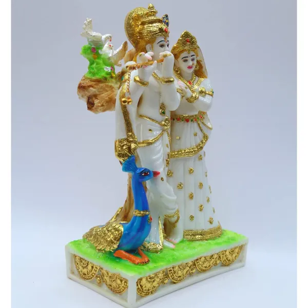 Gold_Plated_Radha_Krishna_Idol_Marble_Dust_Murti_Statue_With_Peacock_For_Home_Puja_Ghar_Gift_1_Piece_Standard_Size_12_Inch_30_Cm