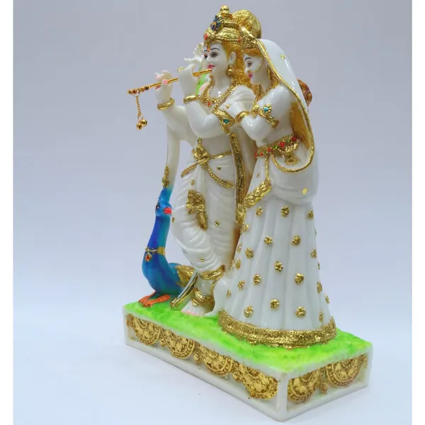 Gold_Plated_Radha_Krishna_Idol_Marble_Dust_Murti_Statue_With_Peacock_For_Home_Puja_Ghar_Gift_1_Piece_Standard_Size_12_Inch_30_Cm