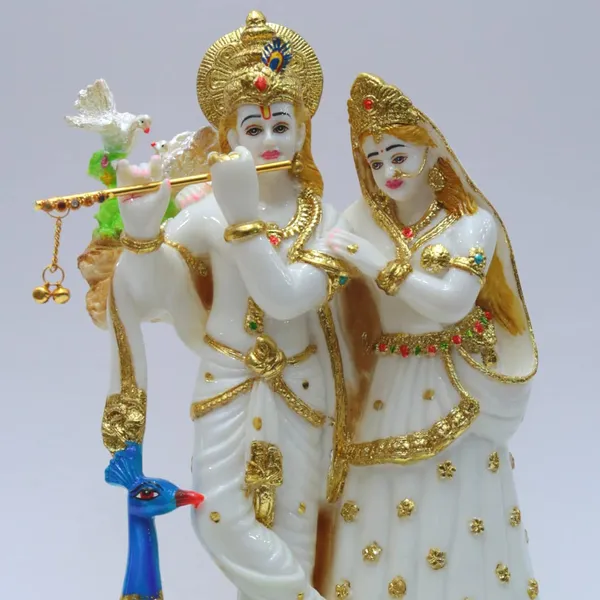 Gold_Plated_Radha_Krishna_Idol_Marble_Dust_Murti_Statue_With_Peacock_For_Home_Puja_Ghar_Gift_1_Piece_Standard_Size_12_Inch_30_Cm