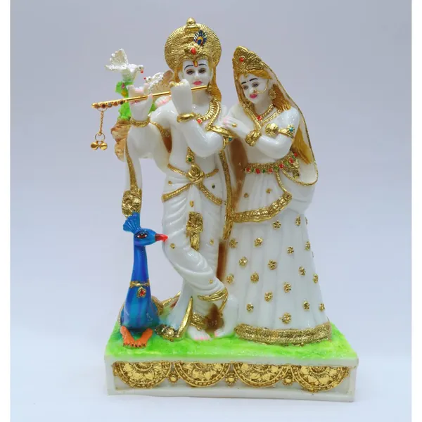 Gold_Plated_Radha_Krishna_Idol_Marble_Dust_Murti_Statue_With_Peacock_For_Home_Puja_Ghar_Gift_1_Piece_Standard_Size_12_Inch_30_Cm