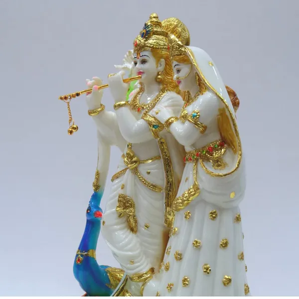 Gold_Plated_Radha_Krishna_Idol_Marble_Dust_Murti_Statue_With_Peacock_For_Home_Puja_Ghar_Gift_1_Piece_Standard_Size_12_Inch_30_Cm