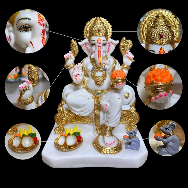 Gold_Plated_Ganesha_Idol_For_Home_Decor_9_Inch_Cultured_Marble_Ganpati_Ganesh_Murti_For_Temple_Pooja_Ghar_Office_Desk_Gift_22_Cm_Standard_Size