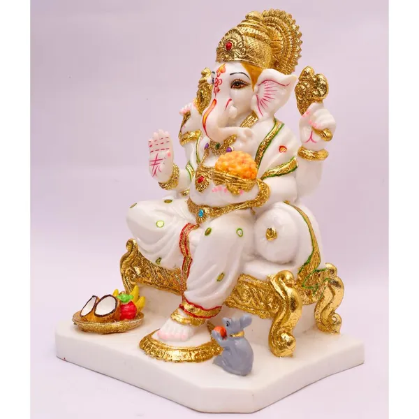 Gold_Plated_Ganesha_Idol_For_Home_Decor_9_Inch_Cultured_Marble_Ganpati_Ganesh_Murti_For_Temple_Pooja_Ghar_Office_Desk_Gift_22_Cm_Standard_Size