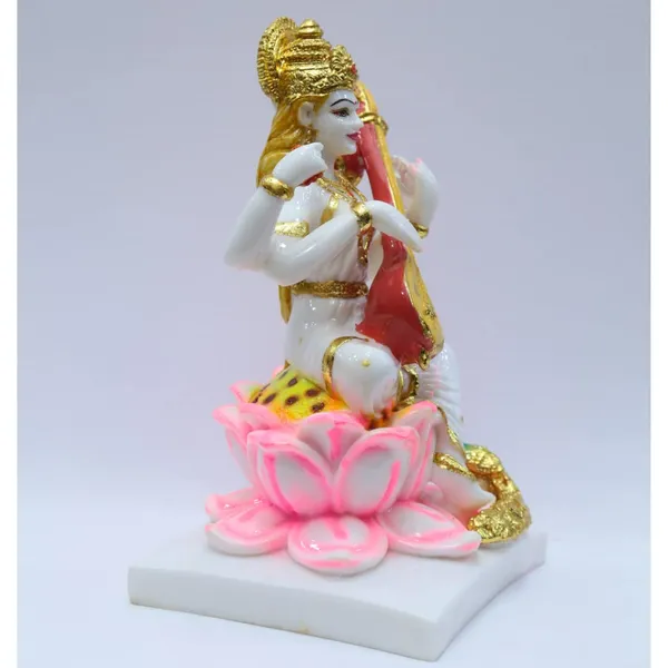 Gold_Plated_Saraswati_Idol_Mata_Devi_Murti_Marble_For_Home_Temple_Pooja_Room_Office_Table_Decoration_Gift_10_Inch