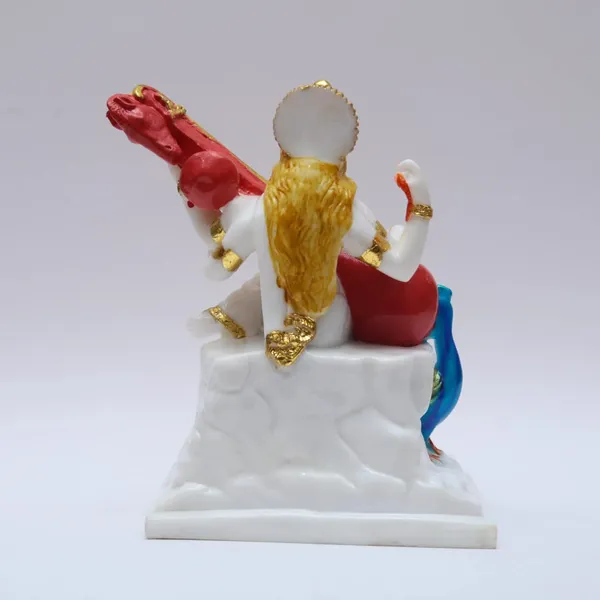 Gold_Plated_Saraswati_Idol_Mata_Devi_Murti_Marble_For_Home_Temple_Pooja_Room_Office_Table_Decoration_Gift_8_Inch