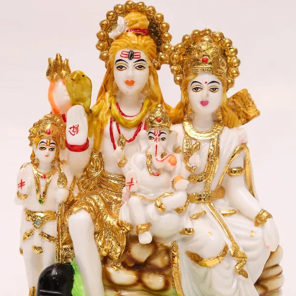 Gold_Plated_Shiv_Parivar_Murti_Marble_Dust_Statue_For_Home_Mandir_Pooja_Room_Office_Gift_Shiv_Parvati_Shiva_Family_Idol_Kartikey_Statue_Standard_Size_Multicolor_8_Inch_20cm