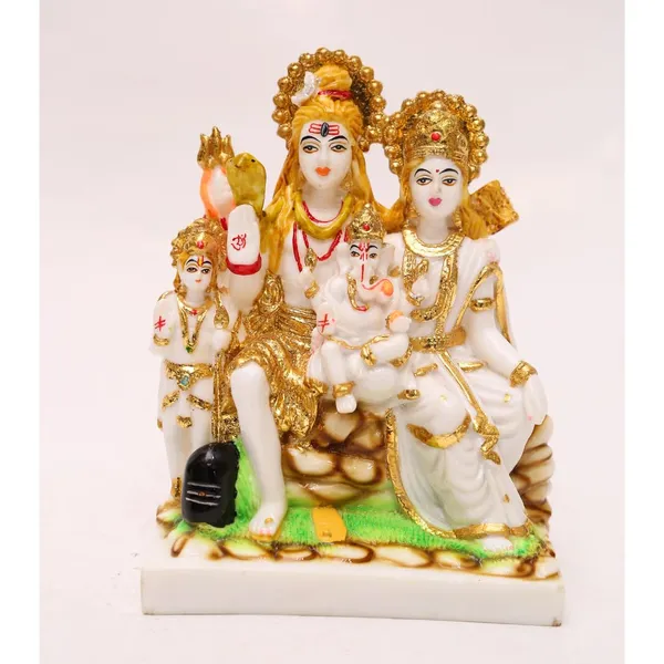 Gold_Plated_Shiv_Parivar_Murti_Marble_Dust_Statue_For_Home_Mandir_Pooja_Room_Office_Gift_Shiv_Parvati_Shiva_Family_Idol_Kartikey_Statue_Standard_Size_Multicolor_8_Inch_20cm