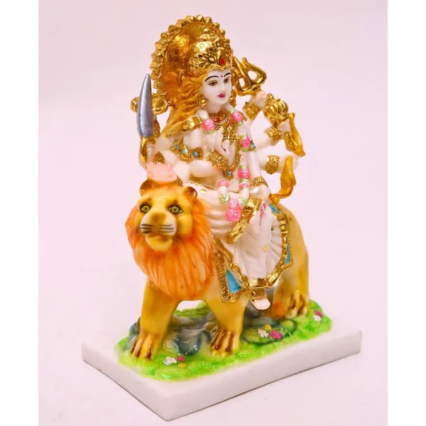 Gold_Plated_Durga_Maa_Idol_Sherawali_Mata_Devi_Murti_Marble_For_Home_Temple_Pooja_Room_Office_Table_Decoration_Gift_9_Inch