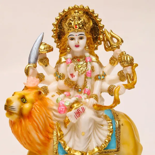 Gold_Plated_Durga_Maa_Idol_Sherawali_Mata_Devi_Murti_Marble_For_Home_Temple_Pooja_Room_Office_Table_Decoration_Gift_9_Inch