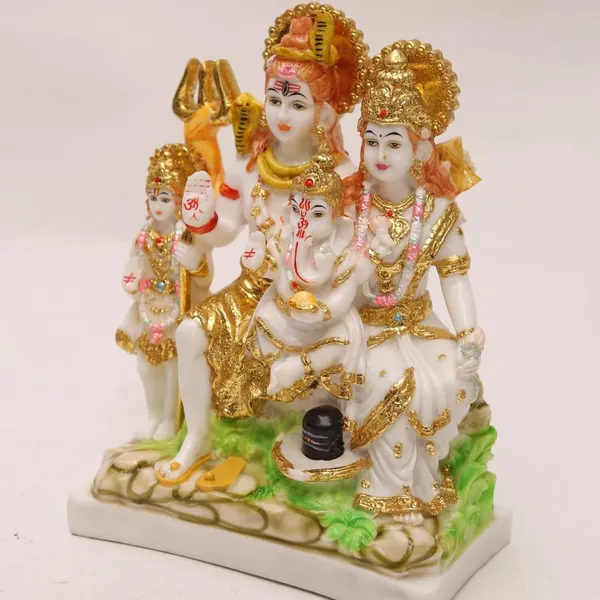 Gold_Plated_Shiv_Parivar_Idol_For_Home_11_Inch_Cultured_Marble_Statue_Shiv_Parvati_Ganesh_Kartikeya_Family_Murti_For_Home_Temple_Puja_Office_Desk_Gift_28_Cm_Standard_Size