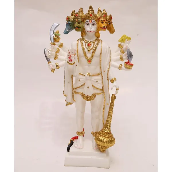 Gold_Plated_Panchmukhi_Hanuman_Ji_Murti_Idol_Marble_Dust_Home_Pooja_Ghr_Door_Entrance_Bajrangbali_Ji_Statue_Temple_Gift_14_Inch_35cm_Religious