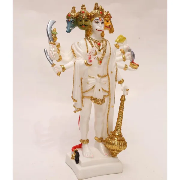 Gold_Plated_Panchmukhi_Hanuman_Ji_Murti_Idol_Marble_Dust_Home_Pooja_Ghr_Door_Entrance_Bajrangbali_Ji_Statue_Temple_Gift_14_Inch_35cm_Religious