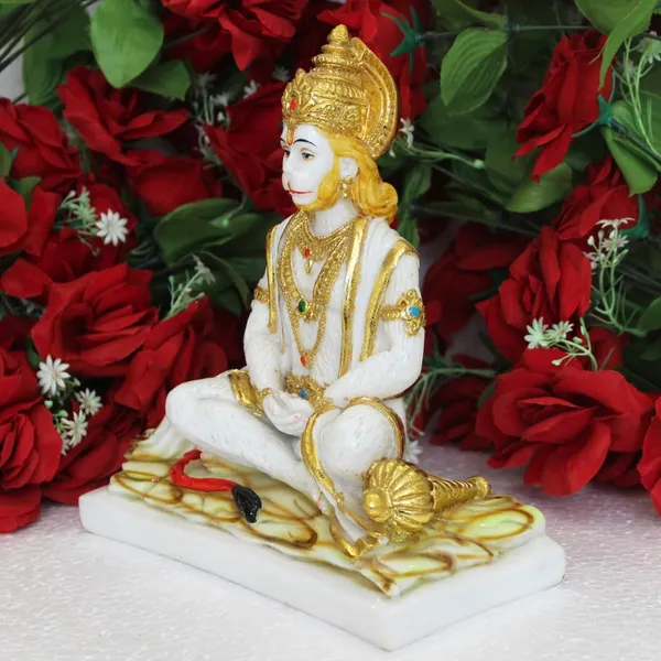 Gold_Plated_Hanuman_Ji_Murti_Cultured_Marble_Dust_Idol_Home_Pooja_Ghr_Bajrangbali_Ji_Statue_Temple_Gift_9_Inch_Samadi_Design