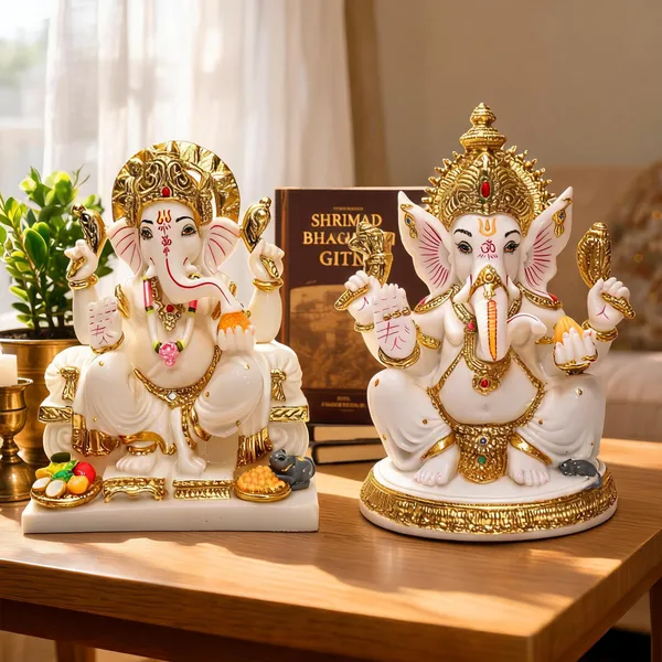 Cultured_Marble_Gold_Plated_Premium_Large_Ganesha_Idol_Duo